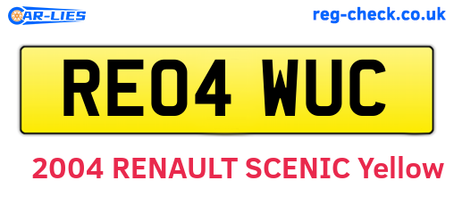 RE04WUC are the vehicle registration plates.