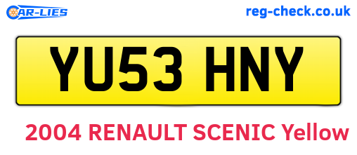 YU53HNY are the vehicle registration plates.