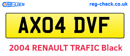 AX04DVF are the vehicle registration plates.