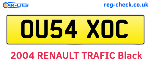 OU54XOC are the vehicle registration plates.
