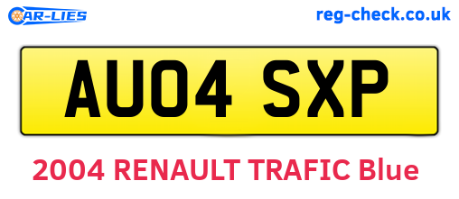 AU04SXP are the vehicle registration plates.