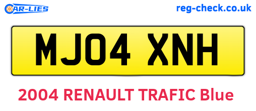 MJ04XNH are the vehicle registration plates.