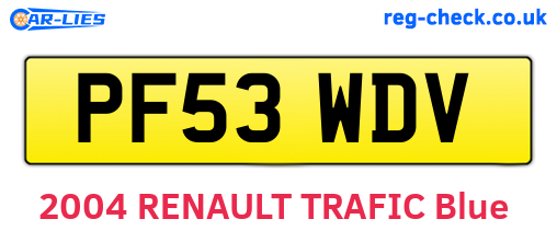 PF53WDV are the vehicle registration plates.