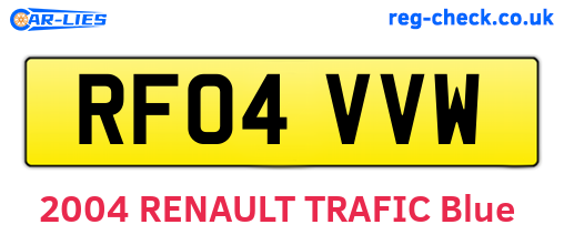 RF04VVW are the vehicle registration plates.