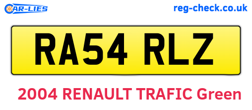 RA54RLZ are the vehicle registration plates.