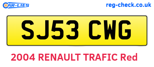 SJ53CWG are the vehicle registration plates.
