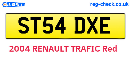 ST54DXE are the vehicle registration plates.