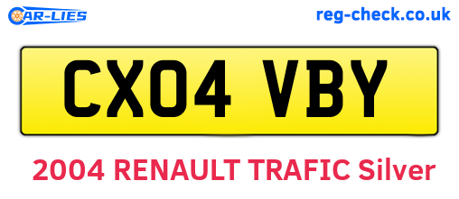 CX04VBY are the vehicle registration plates.