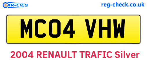 MC04VHW are the vehicle registration plates.