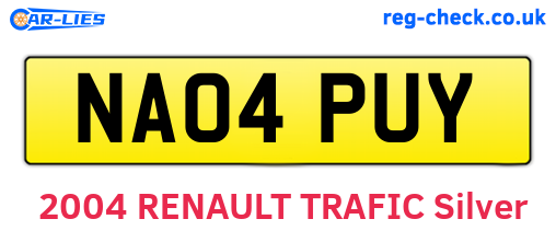 NA04PUY are the vehicle registration plates.