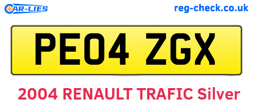 PE04ZGX are the vehicle registration plates.