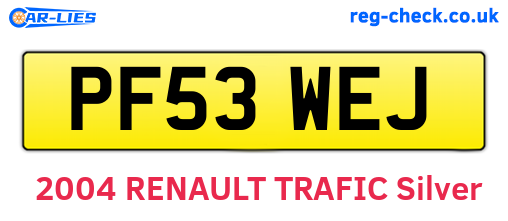 PF53WEJ are the vehicle registration plates.