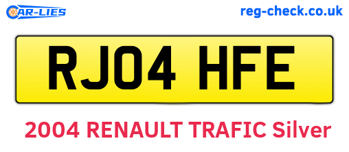RJ04HFE are the vehicle registration plates.