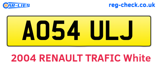 AO54ULJ are the vehicle registration plates.
