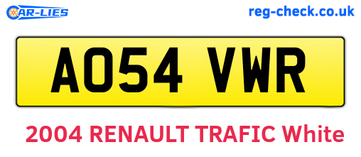 AO54VWR are the vehicle registration plates.