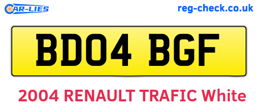 BD04BGF are the vehicle registration plates.