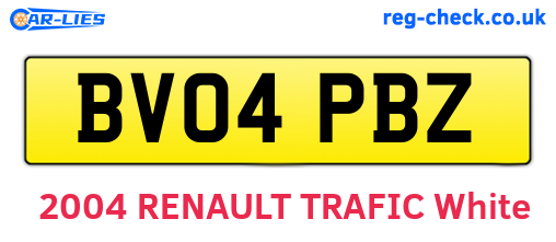 BV04PBZ are the vehicle registration plates.