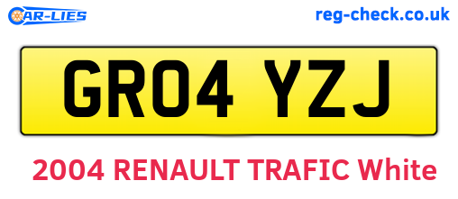 GR04YZJ are the vehicle registration plates.