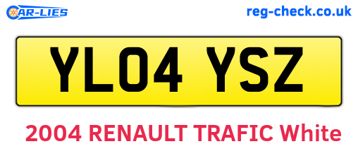 YL04YSZ are the vehicle registration plates.