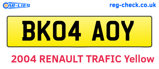 BK04AOY are the vehicle registration plates.