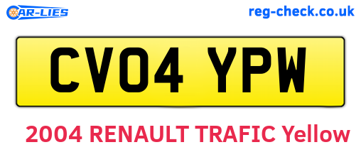 CV04YPW are the vehicle registration plates.