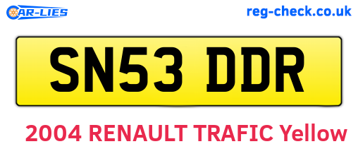 SN53DDR are the vehicle registration plates.