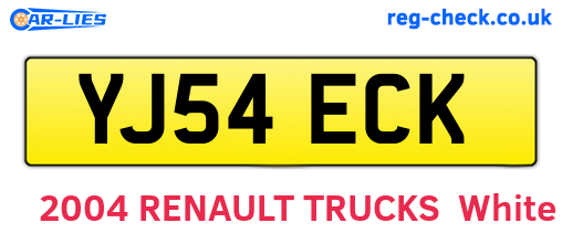 YJ54ECK are the vehicle registration plates.