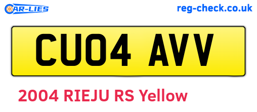 CU04AVV are the vehicle registration plates.