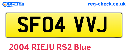 SF04VVJ are the vehicle registration plates.