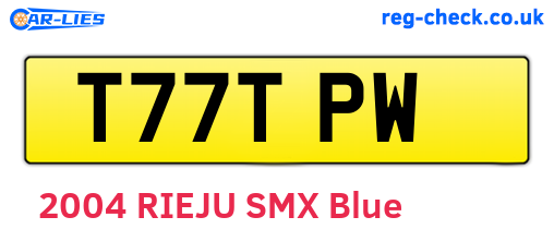 T77TPW are the vehicle registration plates.