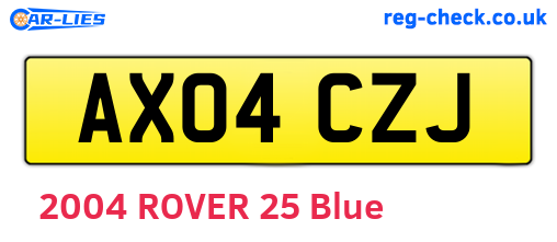 AX04CZJ are the vehicle registration plates.