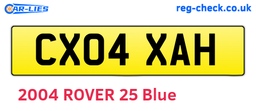 CX04XAH are the vehicle registration plates.
