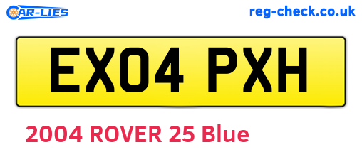 EX04PXH are the vehicle registration plates.