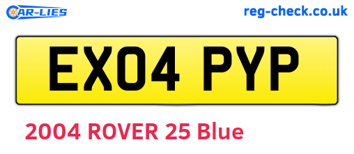EX04PYP are the vehicle registration plates.