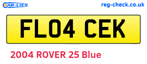 FL04CEK are the vehicle registration plates.