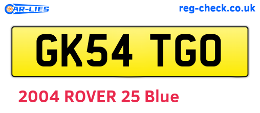 GK54TGO are the vehicle registration plates.