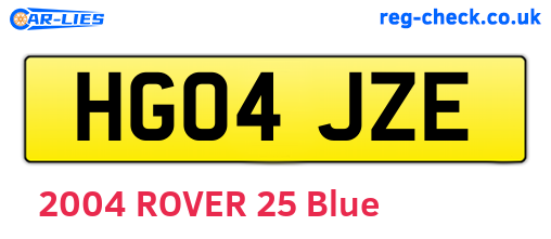 HG04JZE are the vehicle registration plates.