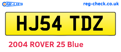HJ54TDZ are the vehicle registration plates.