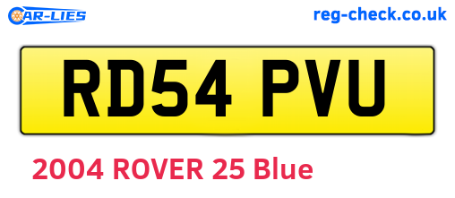 RD54PVU are the vehicle registration plates.