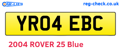 YR04EBC are the vehicle registration plates.