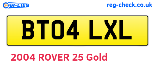 BT04LXL are the vehicle registration plates.