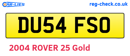 DU54FSO are the vehicle registration plates.