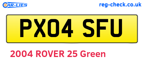 PX04SFU are the vehicle registration plates.