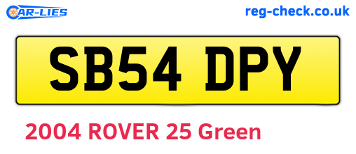 SB54DPY are the vehicle registration plates.