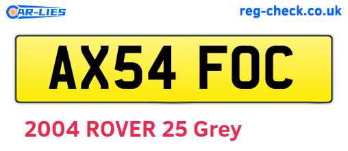 AX54FOC are the vehicle registration plates.
