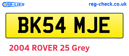 BK54MJE are the vehicle registration plates.