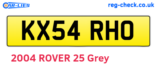 KX54RHO are the vehicle registration plates.