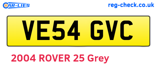 VE54GVC are the vehicle registration plates.