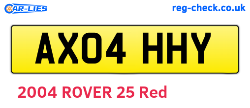 AX04HHY are the vehicle registration plates.