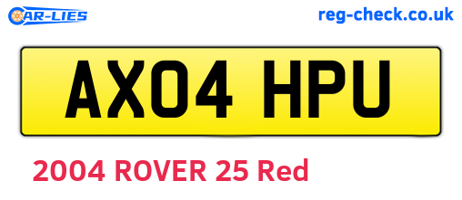 AX04HPU are the vehicle registration plates.